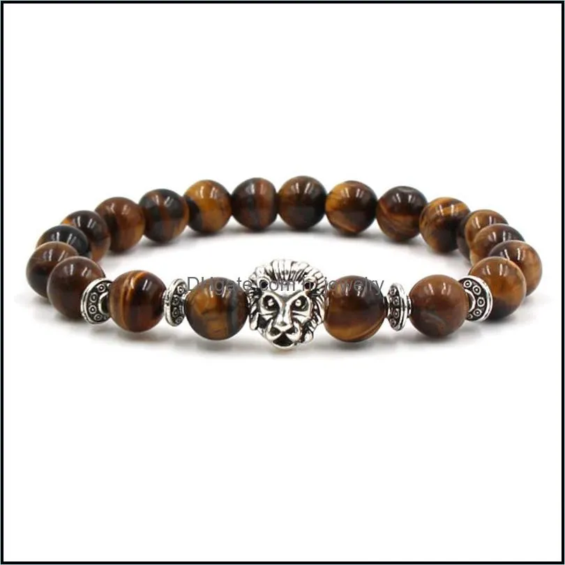 tiger eye natural stone skull fatima palms owl  head beads bracelet lucky mens bracelets hjewelry