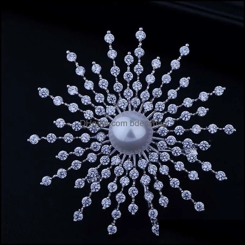 red trees drop arrival luxury aaa cubic zirconia beautiful snowflake shape christmas brooch pins pendant compatible