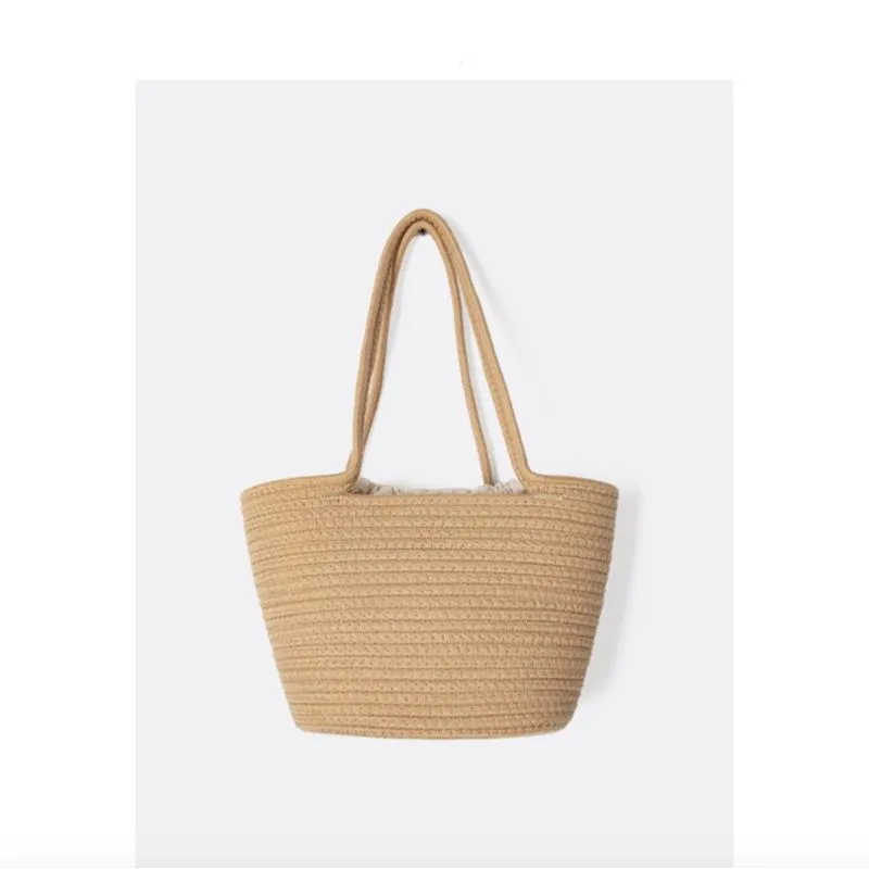 Storage Bags Women Straw Plaited Bag Fashion Solid Color Ladies Purse Shoulder Casual Travel School Shopping Office Lady HandbagStorage