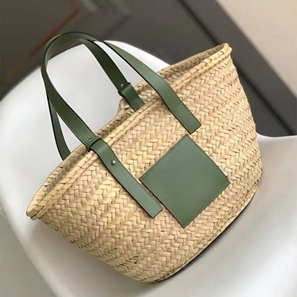 Superior quality Bucket Tote bags summer vacation beach straw bag Vegetable basket new woven shopping bag women's single shoulder diagonal handbags lo