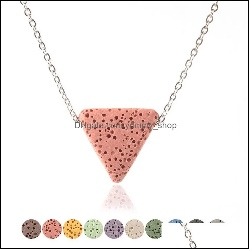 colorful triangle lava stone bead necklace diy aromatherapy  oil diffuser necklaces for women jewelry