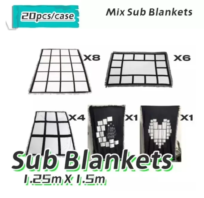 US Warehouse 1,25 m 1,5 m Sublimatie Deken Wit Blank tapijt vierkante dekens voor sublimeren warmteoverdracht afdrukkend tapijt