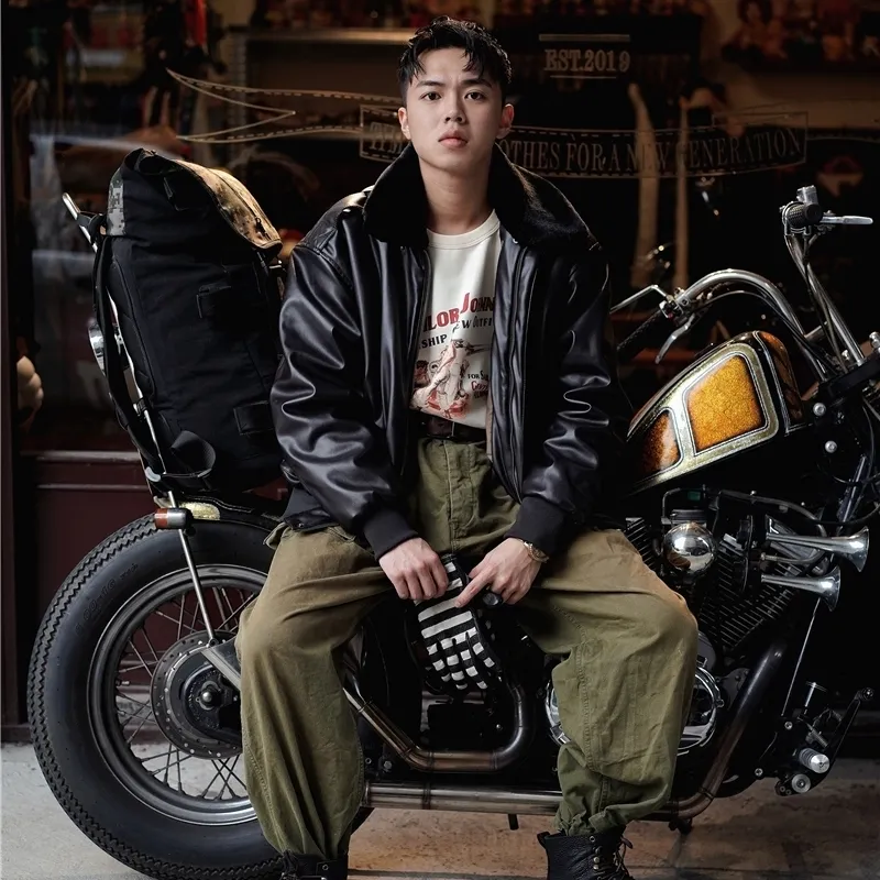 Veste En Cuir PU Pour Homme - Style Bombardier Moto, Coupe-vent, Avec Poches - Pour Moto, Quotidien, Printemps/automne