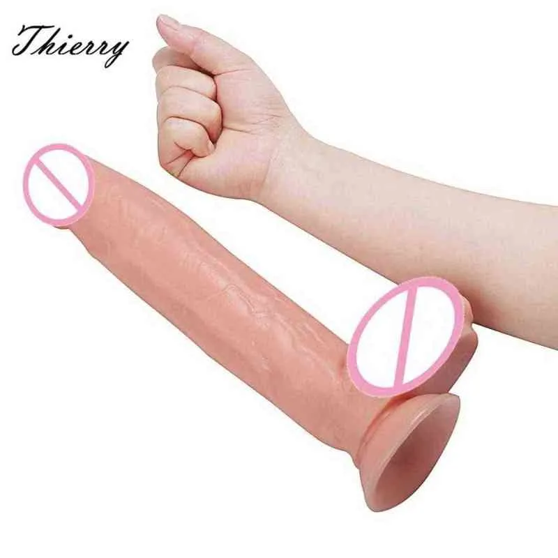 Nxy Sex Products Dildos Thierry 12 1x2 4 Inch Enormous Dildo with Suction Female Masturbation Big Size Dong Monster Penis Erotic Cock Toys for Women 1227