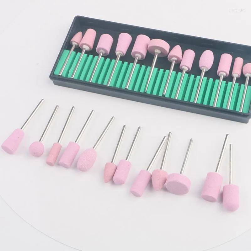 Nail Art Equipment 12Pcs/Set Ceramic Drill Bit Milling Cutter For Manicure Quartz Scrub Stone Diamond Wool Buffers Tool Prud22