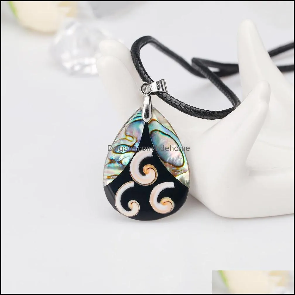 Wholesale European and American fashion personality natural abalone shell necklace Pendant For Pearls Party Gift STXL031