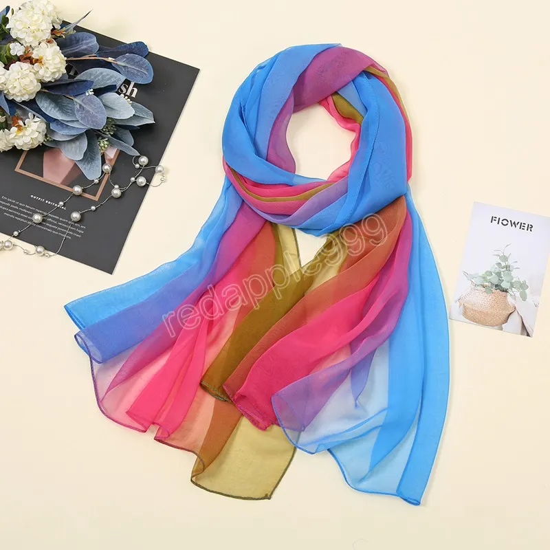 Fashion Ombre Gradient Georgette Chiffon Scarf Shawls Women Foulard Neckerchief Muslim Hijab Headscarf Wraps