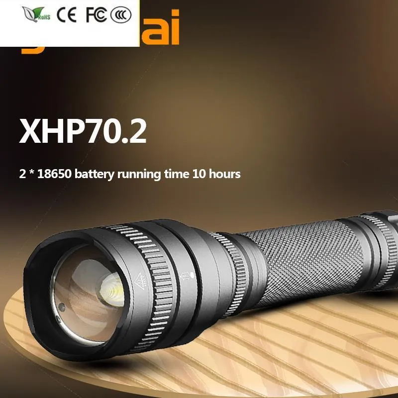 Nowy wysokiej jakości XHP120.2 Powiększenie Taktyczna LED LED LASHLIGHT 8000LM 18650 Wodoodporna bateria lampionowa