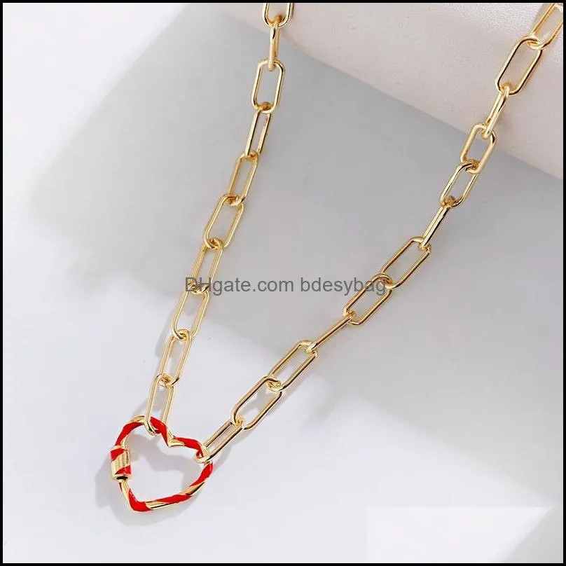 pendant necklaces punk heart dripping oil necklace for women classic gold long chain choker copper charm party men jewelrypendant