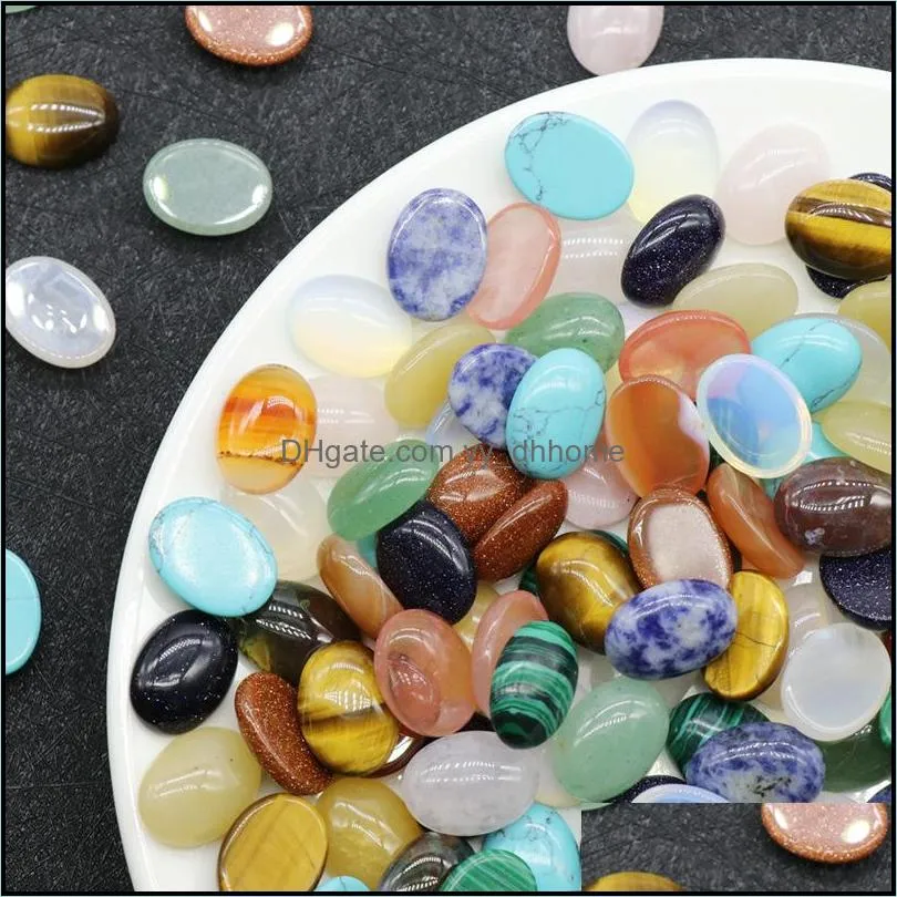 12x16mm flat back assorted loose stone oval cab cabochons beads for jewelry making healing crystal wholesale