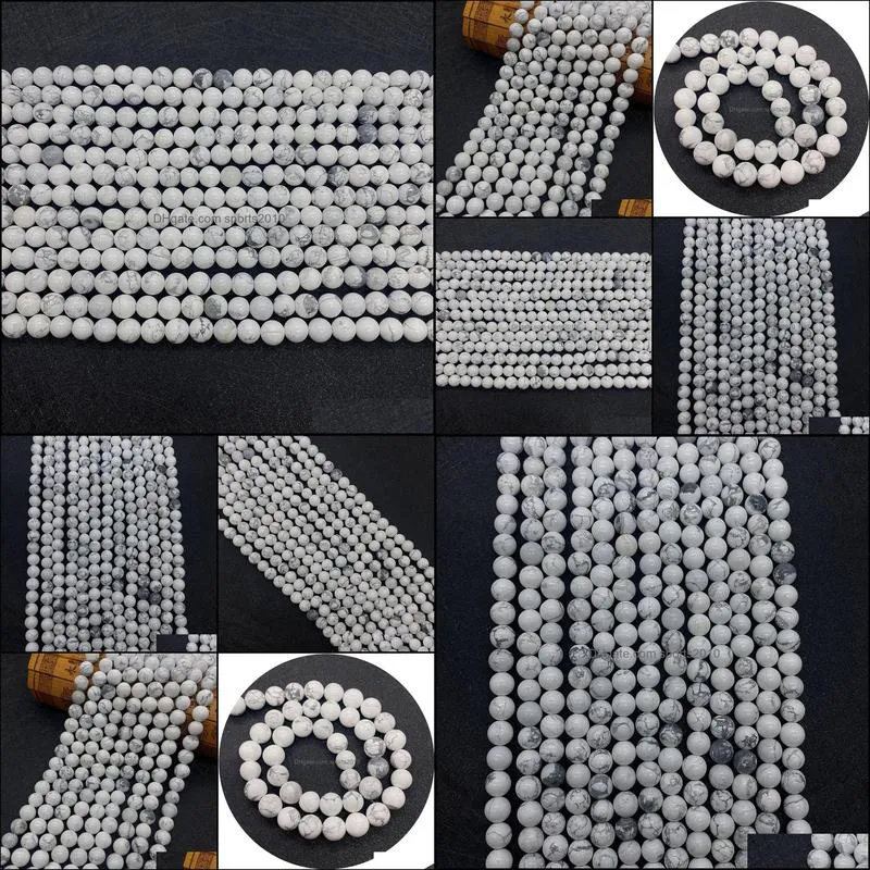 natural stones 6mm 8mm 10mm loose white turquoise stone beads string diy bracelet accessories wholesale jewelry making sports2010