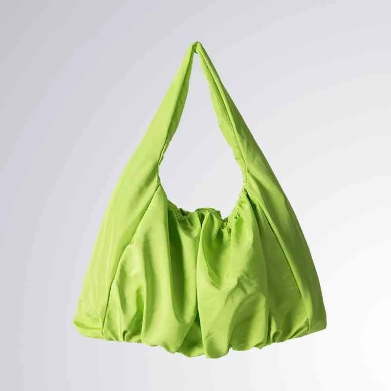 Enkel snygg ruched Tote Handväska mjuk polyester Eco Friendly Shoulder Bag Casual Stora kapacitet Kvinnor arbetar shoppingväska 220607