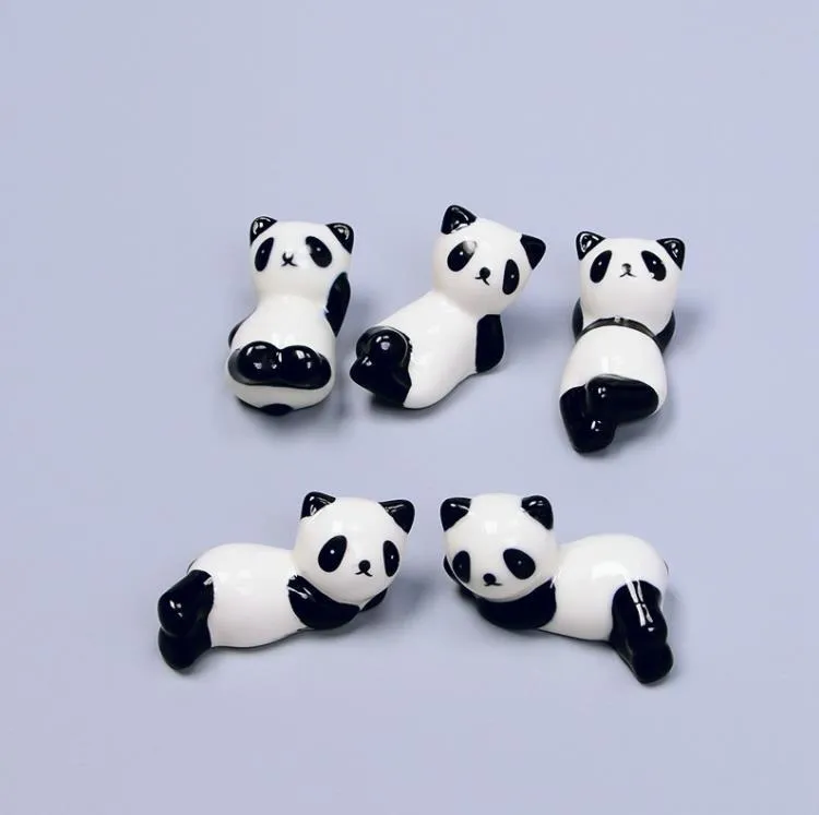 Ceramic Panda Chopsticks Stand Holder Porcelain Spoon Fork Knife Rest Rack Restaurant Table Desk Decor SN4946