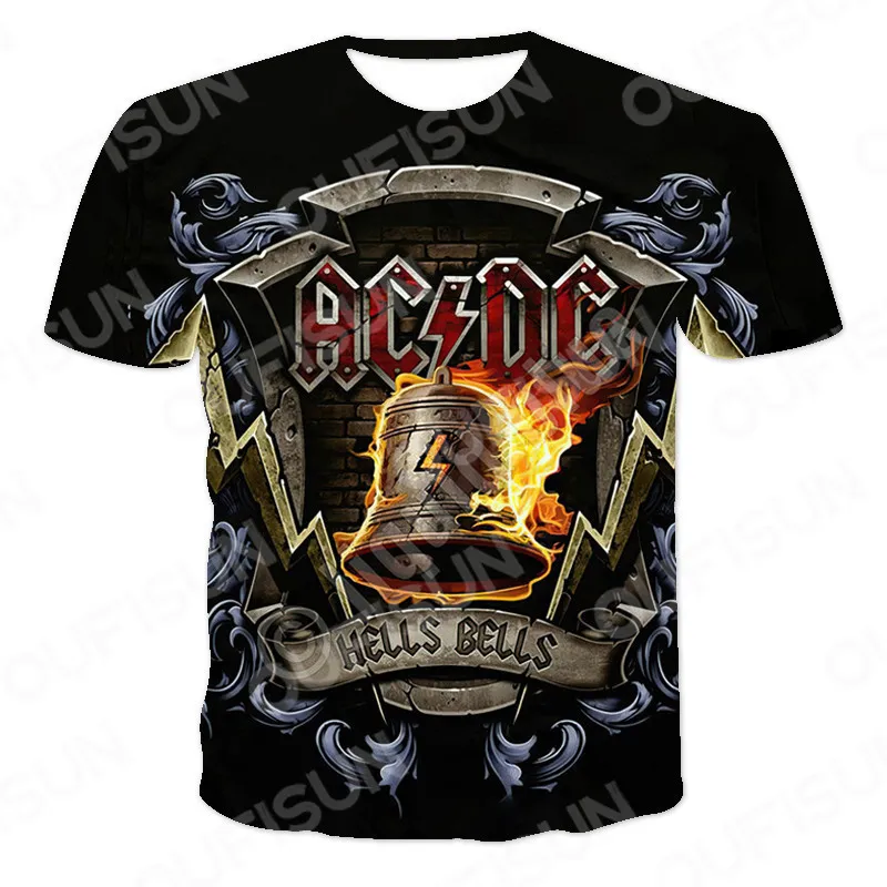 Summer AC DC 3D Printed Rock Roll Men S T Shirt Tee Men Clothing Short ...