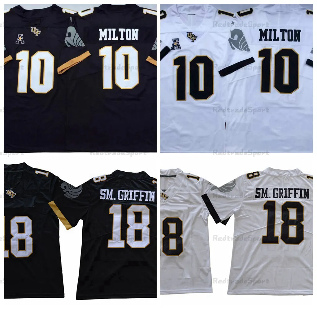 NCAA UCF Knights College Football Jerseys #10 McKenzie Milton Jersey #18 Shaquem Griffin University Shirts Black White S-XXXL