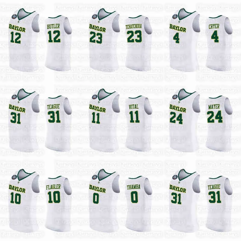 Jared Butler Davion Mitchell Baylor Bears Men 2021 March Madness Final Four 100% ricami Jersey White Home