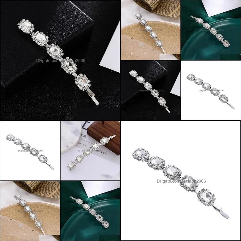 Clear Crystal Rhinestone Hair Clips Barrette For Women Hair Jewelry