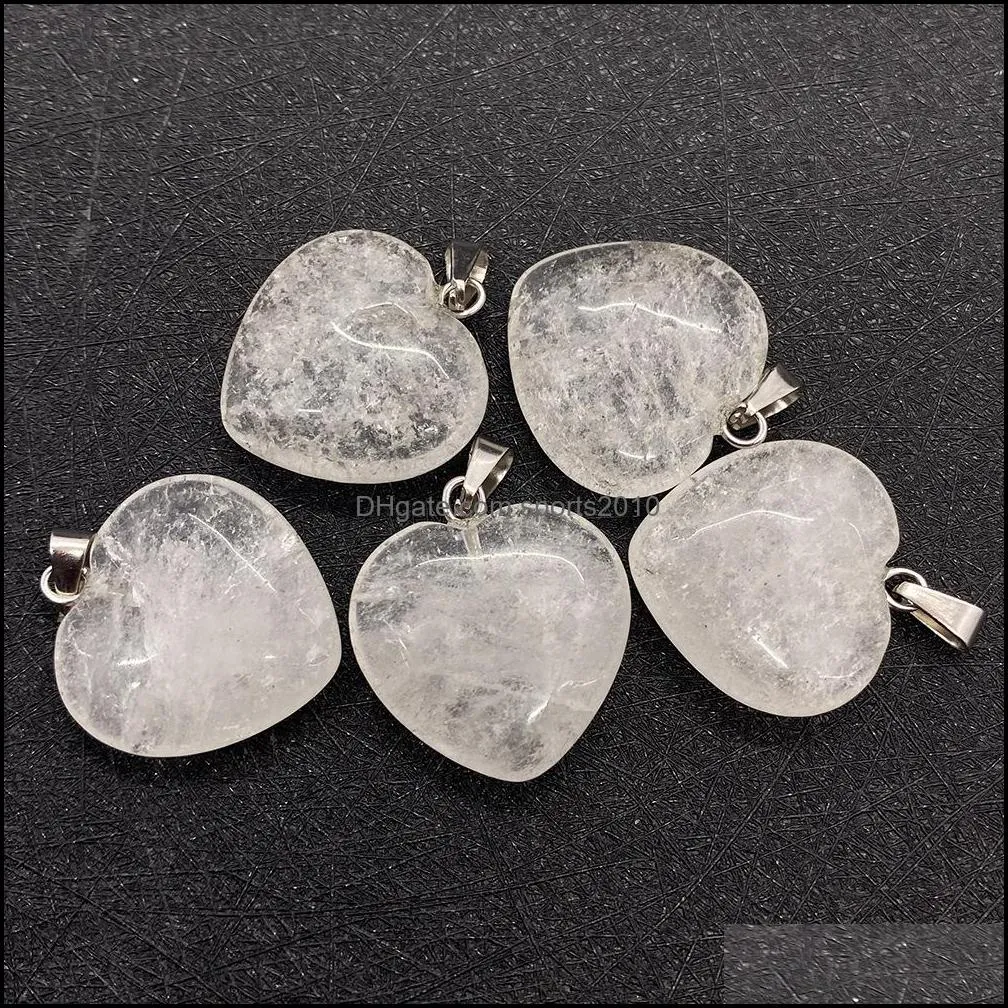 20mm natural crystal picture agate stone love heart charms rose quartz pendants trendy for jewelry making sports2010