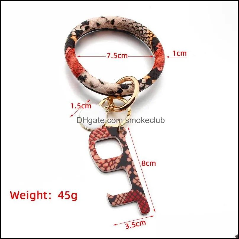 Cross Border New Bracelet Anti Epidemic Key Chain PU Leather Bracelet Contactless Acrylic Key Chain Door Opener ZY5948