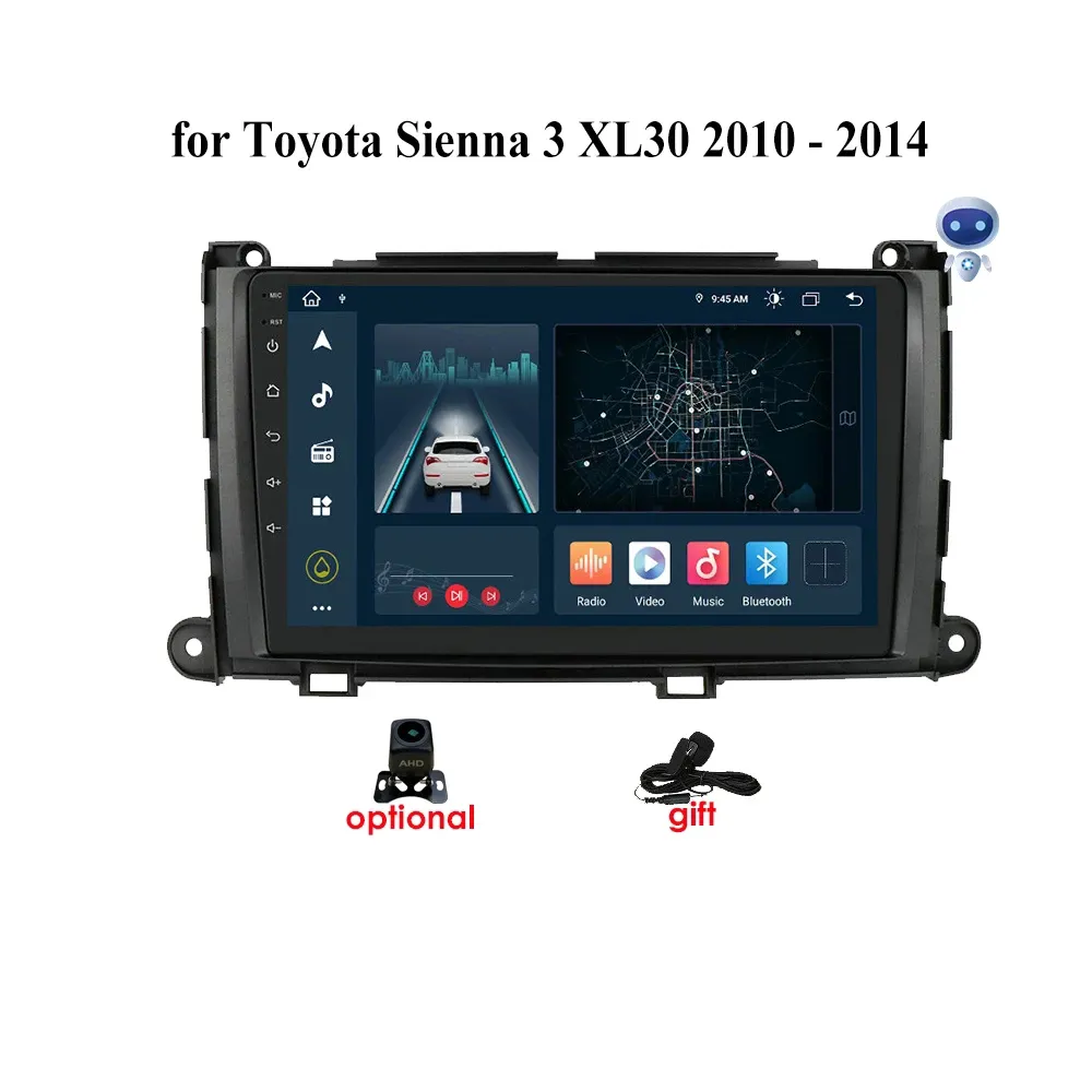 Toyota Sienna 2010-2014 1G RAM 16G ROM과 Android DVD 플레이어를위한 10.1 인치 자동차 라디오 비디오 GPS 내비게이션