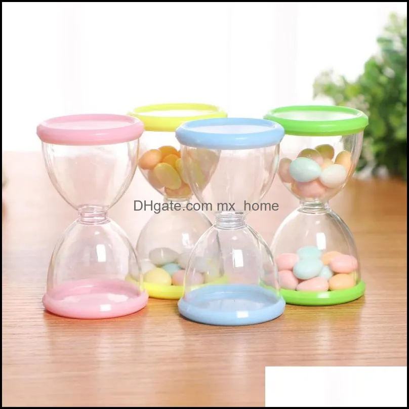 Creative Plastic Wedding Candy Packaging Bottles Hourglass Shape Multi color Storage Transparent Box