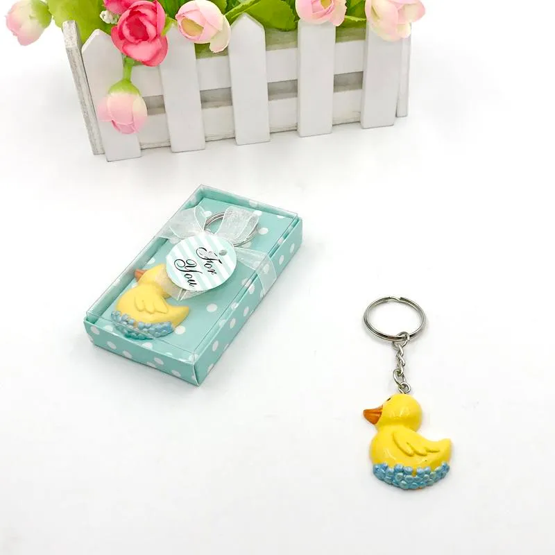 Baby Shower Favors Little Yellow Duck Keychain in Gift Box Good For Birthday Keepsake Newborn Christening First Communion Souvenir For Guest