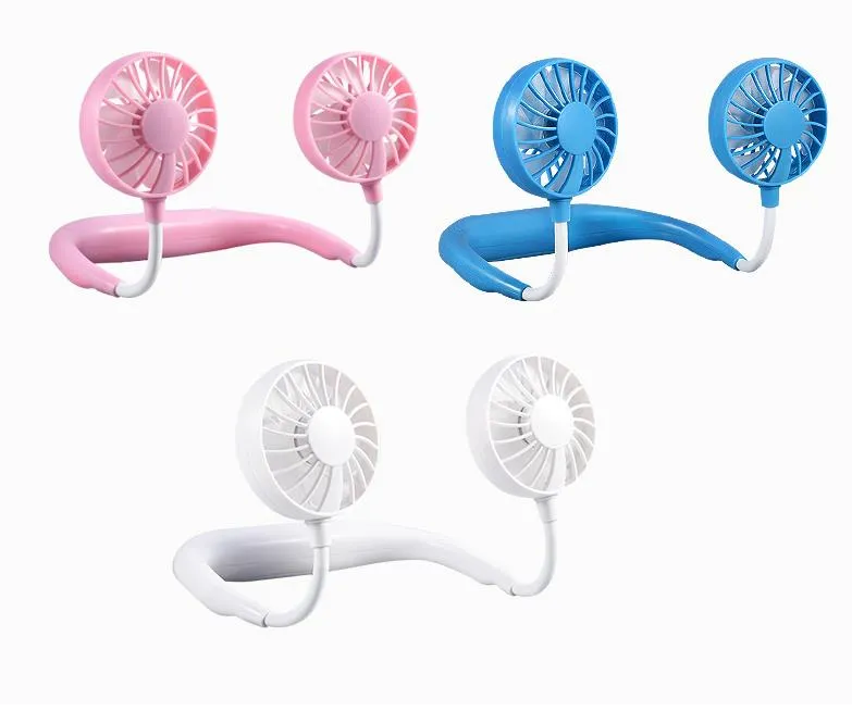 Party Favor Portable USB Rechargeable Ventilateur Mains Libres Paresseux Cou Suspendu Double Refroidissement Mini Ventilateur Sport 360 Degrés Rotatif Suspendu-Ventilateur SN4511