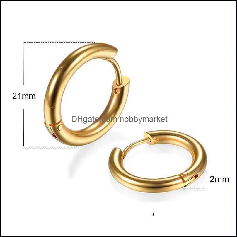 Trendy Simple Dign Hoop Huggie Stainls Steel Earrings