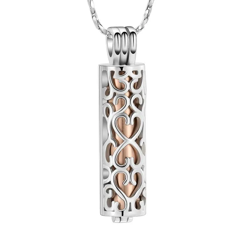 Pendanthalsband x0228-4 Säljer lång rörkremation urn halsband håller mer aska rostfritt stål smycken för män kvinnliga halsband