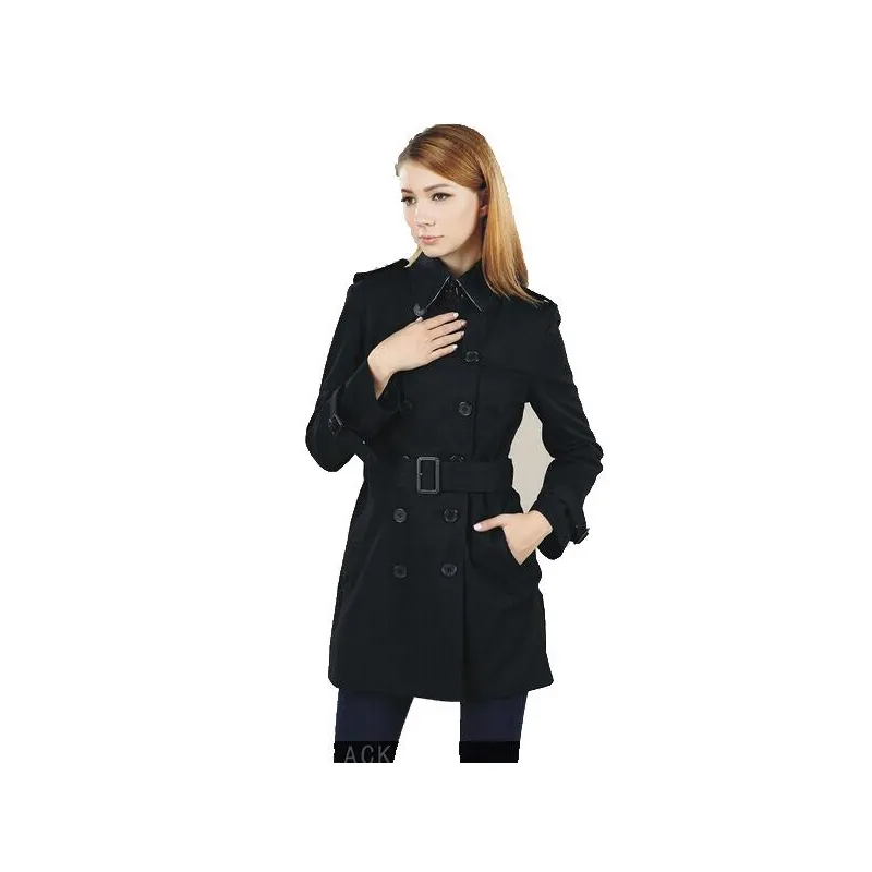 SS Women Fashion England Middle Long Trench Coat Zwart Dubbele borsten riem Slim Hoogwaardige merk Designer Jacket Fit Plus Size Ladies Trench Coats Elegant S-XXL