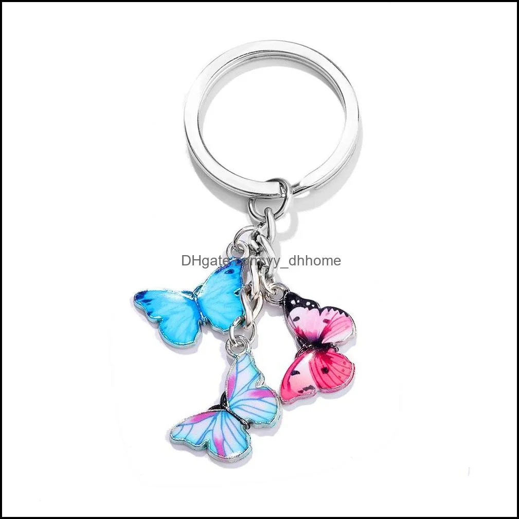 newest colorful enamel butterfly charm keychain insects car key women bag accessories jewelry gifts