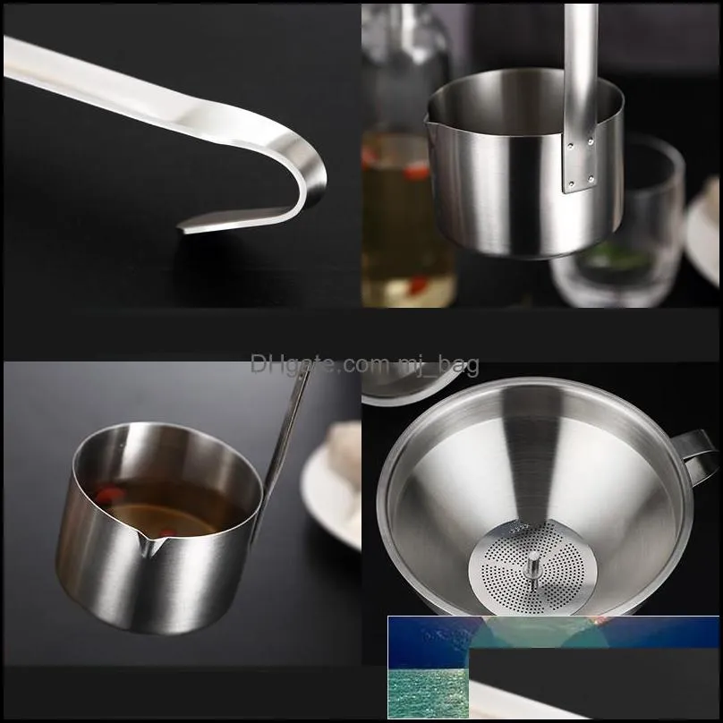 304 Stainless Steel Wine Measuring Cup with funnel Sets For Sauce Oil Coffee Beer Scoop Ladle Spoon Kitchen Bar Measuring Tools