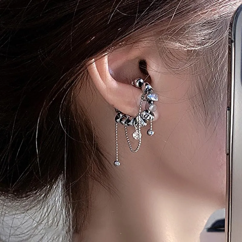 Clip-on-Schraubverschluss, modisches Design, trendige quadratische Metall-Creolen für Frauen, geometrische Quaste, kein Piercing, Knorpel-Ohrschmuck, Geschenke