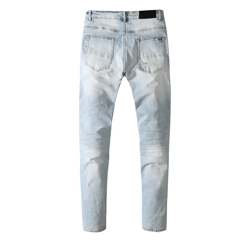 正規品 日本製 ジーンズメンズファッションカジュアル汎用洗浄された洗濯デザインスリムフィット薄穴の手擦り擦り切れパッチプラス高品質のズボンのティーンメン 工場直営店 Multidistribuciones Ec