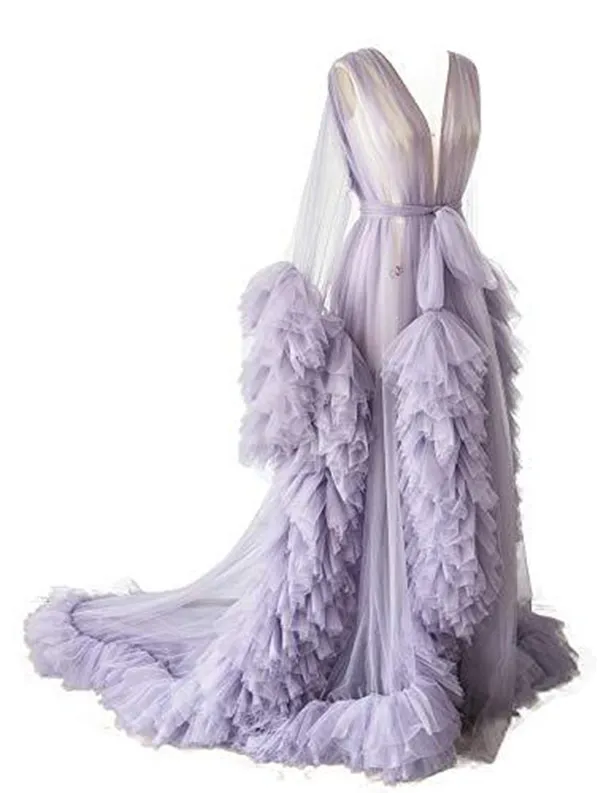 2022 Vestaglia da donna Prospettiva Sheer Long Robe Fluffy Dessous Fotografie