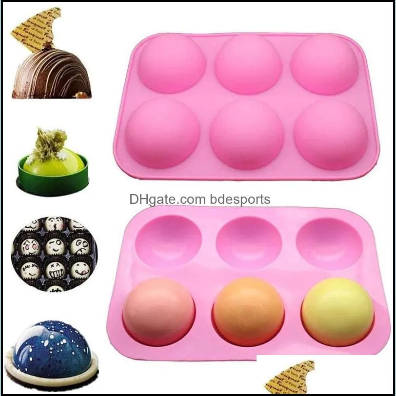 6 Holes Silicone Baking Mold for Baking 3D Bakeware Chocolate Half Ball Sphere Mold Cupcake Cake DIY Muffin Kitchen Tool GH1268