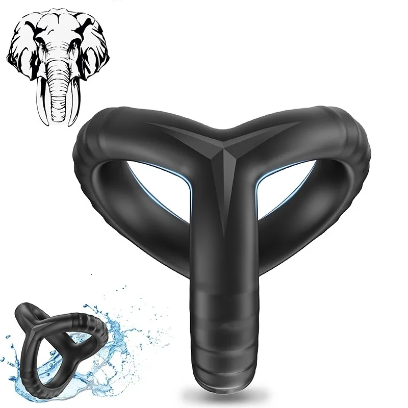 Masajeador juguete sexual sexy silicona líquida anillo negro para pene reutilizable esperma Cockring retraso en la eyaculación juguetes para hombres Gay VRRC