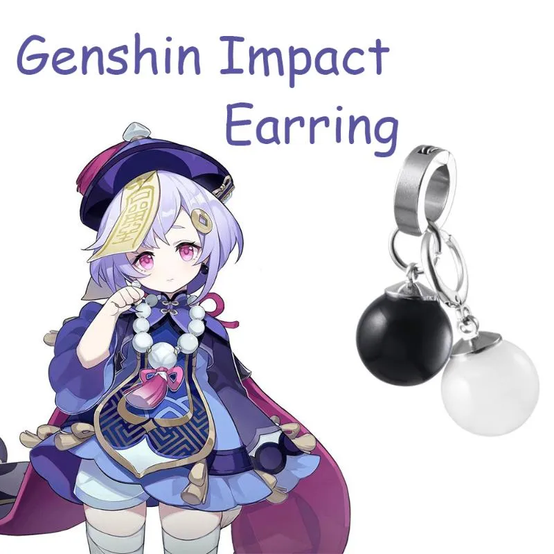 Dangle & Chandelier Game Genshin Impact Stud Earring Jewelry White Black Agate Ball Earrings Handmade Gifts For FansDangle