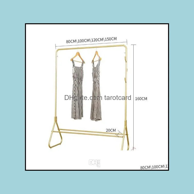 Golden display rack Bedroom Furniture Iron boutique clothing store showcase floor-mounted front and side hanging clothes show racks