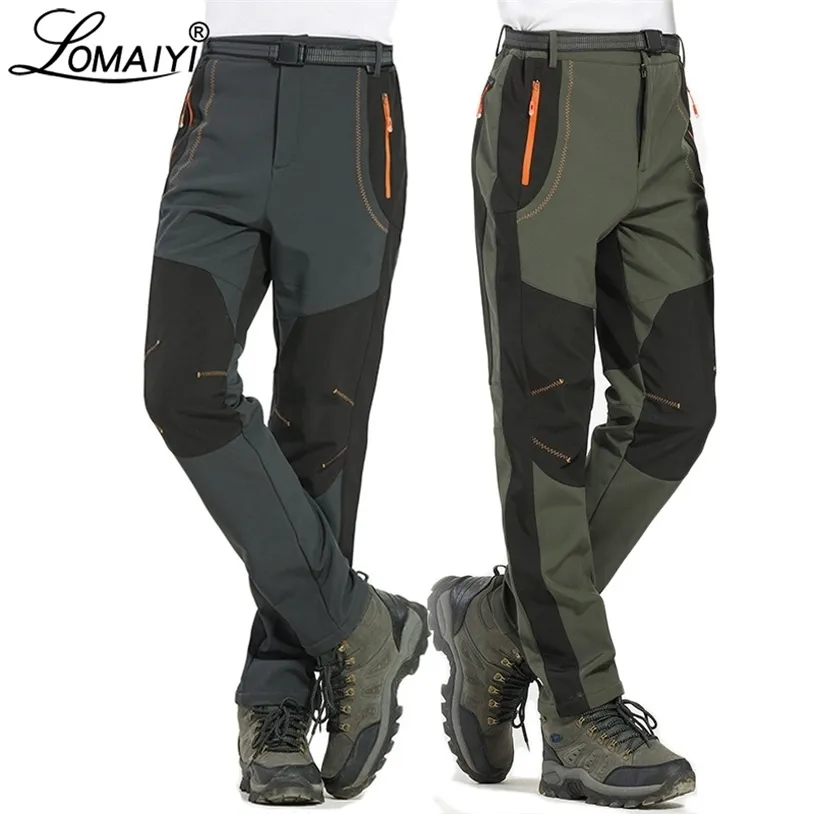 Lomaiyi 5XL мужские теплые зимние брюки мужские белины подкладки грузов мужские водонепроницаемые брюки мужские растягивающиеся работы AM110 220325