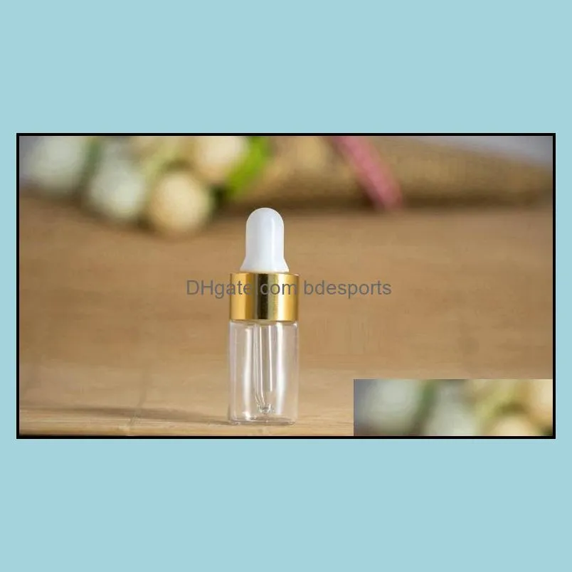 Clear Dropper 1ml 2ml 3ml 100pcs Mini Glass Bottle Essential Oil Display Vial Small Serum Perfume Brown Sample container