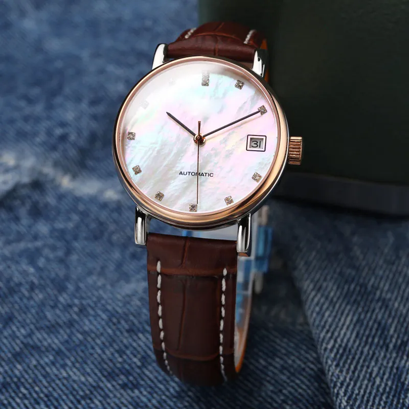 klassieke dames 33 mm roestvrijstalen horlogeband Couple Watch automatisch mechanisch Zakelijk voor dames cadeau polshorloge