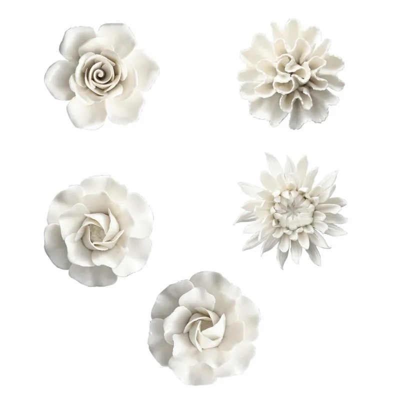 Decorative Flowers & Wreaths Hanging Wall 3D Ceramic Flower Decor Creative Artificial For Bathroom Office DiningDecorative