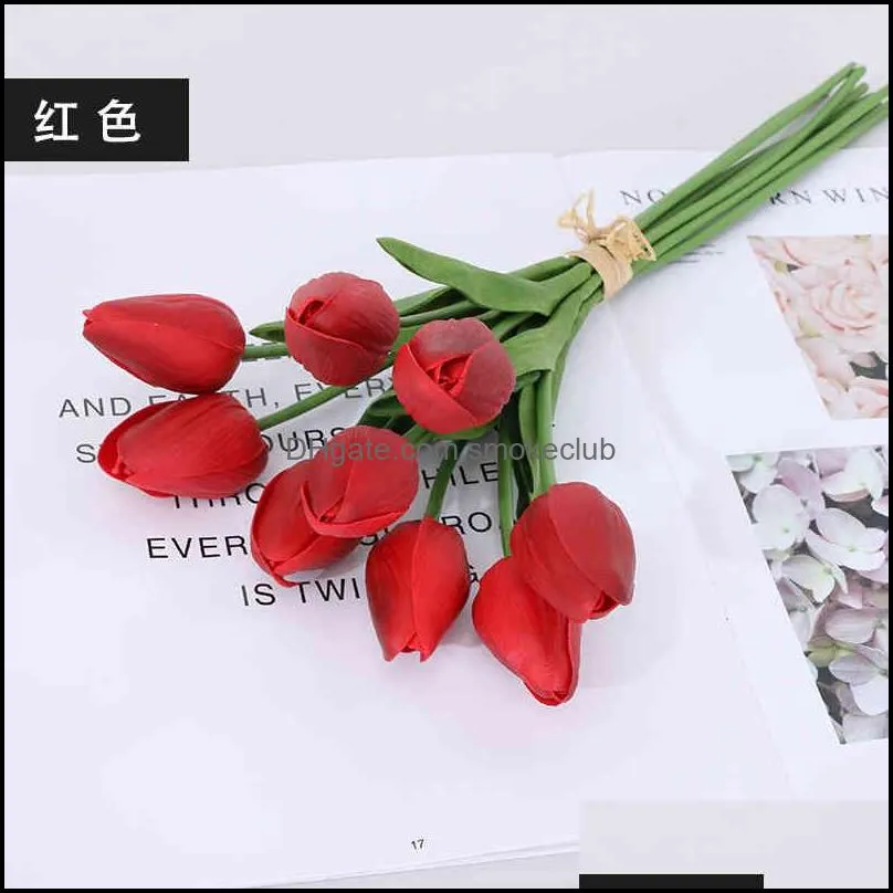 10pcs/set Artificial Tulip Calla Lily Simulation PU Fake Flower Wedding Decoration Party Hotel Home Decor Plants