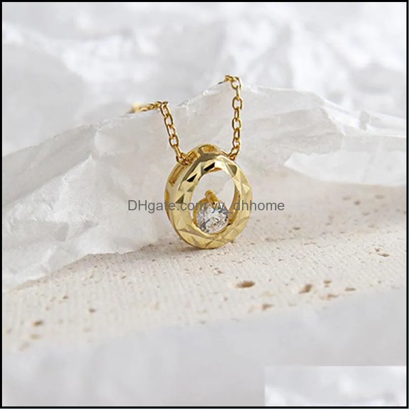 Authentic 925 Sterling Silver Zircon Drop Shape Pendant Necklace Gold Plated Necklaces Womens Charm Party Jewelry YMN130