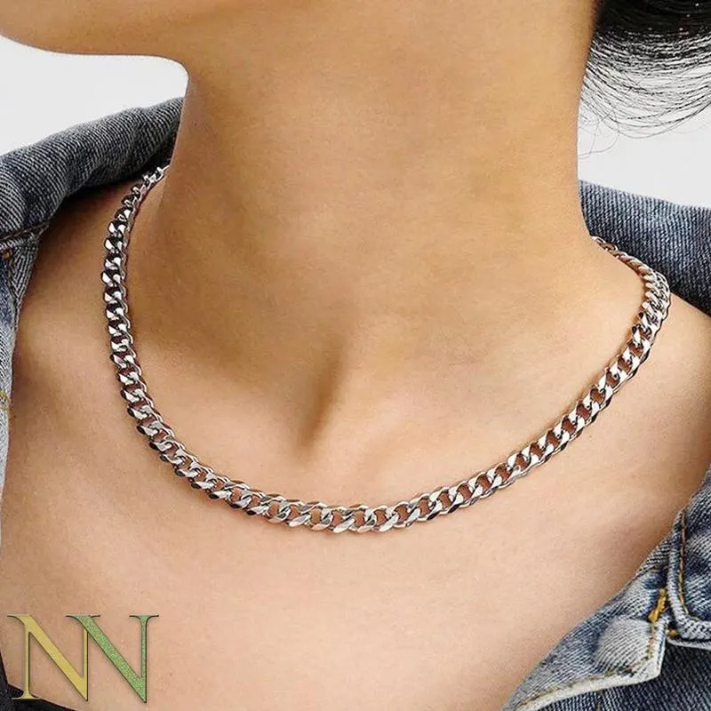 Collier à maillons cubains en acier inoxydable pour hommes et femmes, chaîne à maillons épais sans ternissement, 16 18 20 22 24_voghion.com