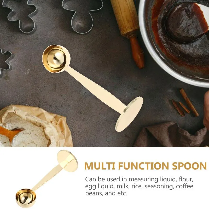 Stainless Steel 2 In 1 Coffee Scoop Stand Tamper Spoon Tools Portable Coffee Powder Measuring Scoops LX4680