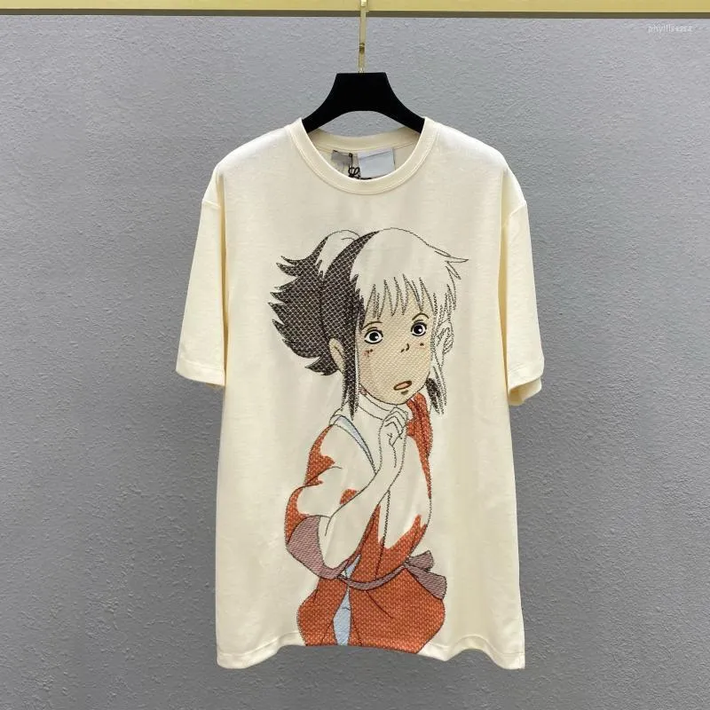 Damen-T-Shirt, Frühfrühlingsstil, Spirited Away, Schwerindustrie, Stickerei, Cartoon-Figur, locker, modisch, Rundhalsausschnitt, Damen, Phyl22