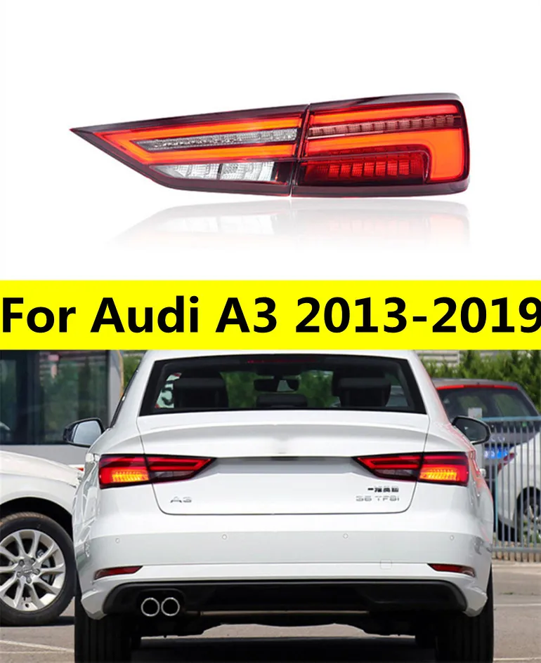 Bilstyling för Audi A3 Bakljus 20 13-20 19 S3 LED-lampan DRL Signal Broms omvänd biltillbehör