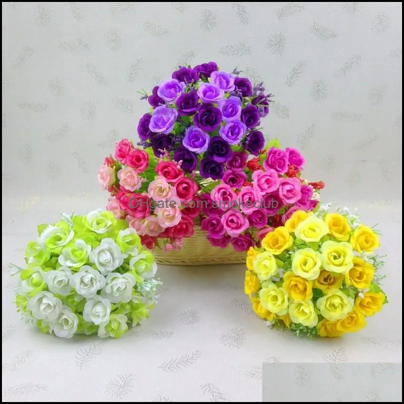 Decorative Flowers Beautiful Decorative Flowers 1 Bouquet 21 Head Artifical Fake Rose Wedding Party Home Decor Silk Flower